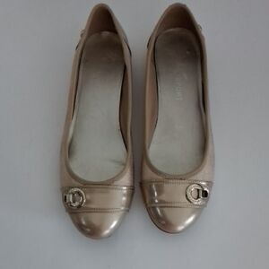 Ann Klien Gold Women's Flats with Buckle Detail